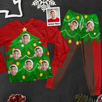 Custom Face Funny Living Christmas Tree - Personalized Photo Pajamas Set