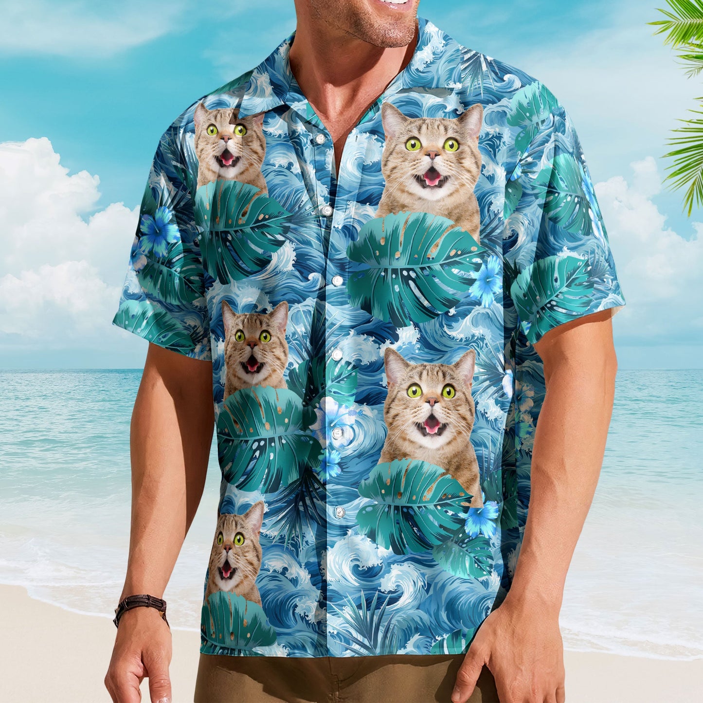 Custom Face Funny Photo For Men, Husband Big Wave - Custom Photo Hawaiian Shirt