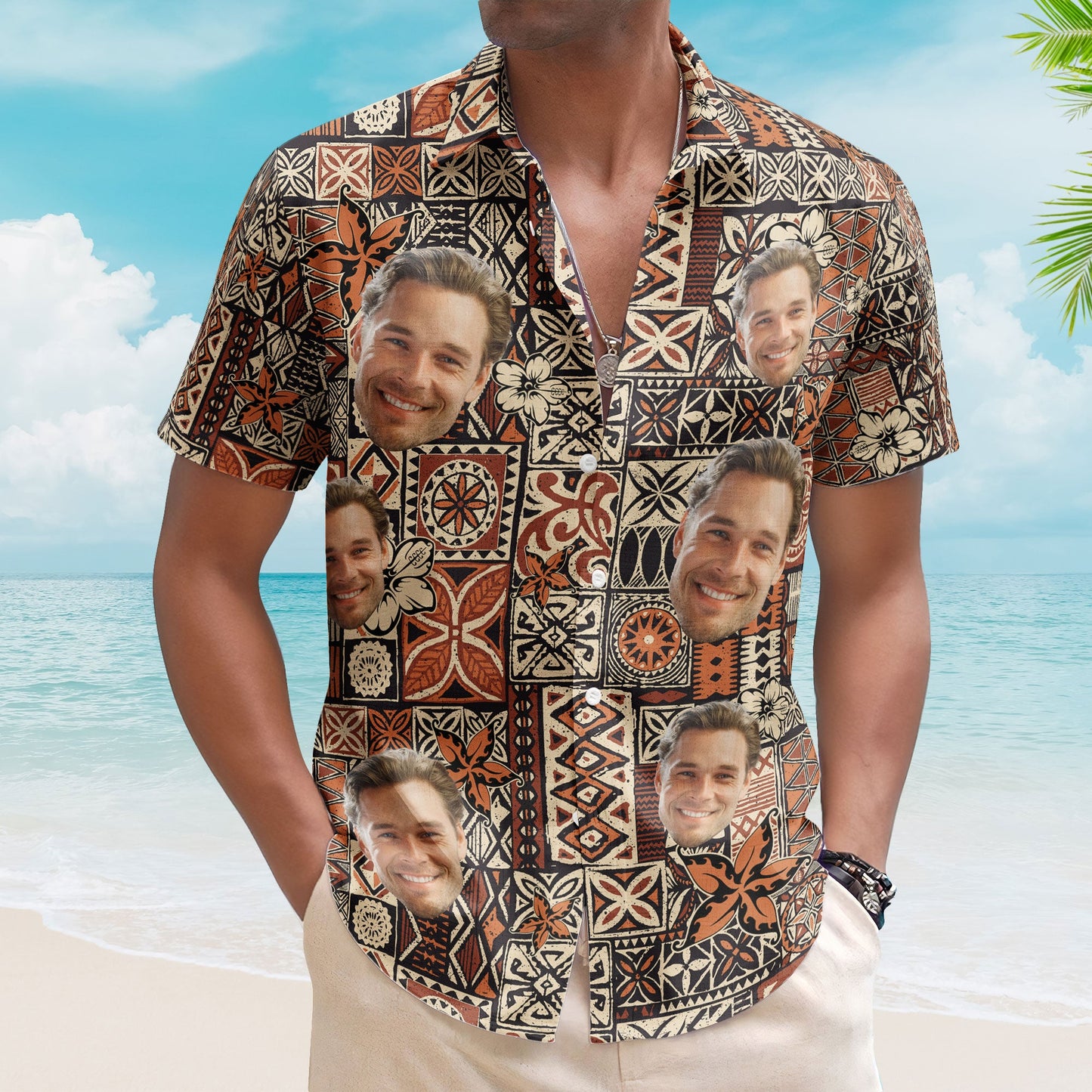 Custom Face Funny Photo Hawaii Tribal For Men, Women - Custom Photo Hawaiian Shirts