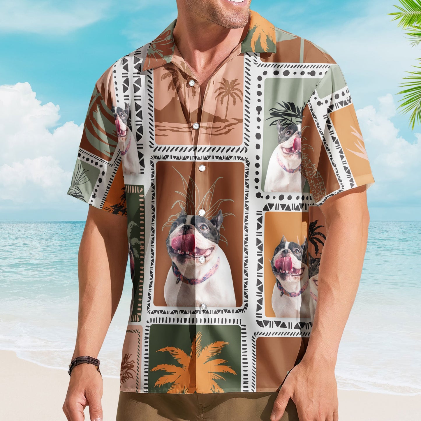 Custom Face Funny Photo Retro Tropical Palm Trees For Men, Women - Custom Photo Hawaiian Shirts