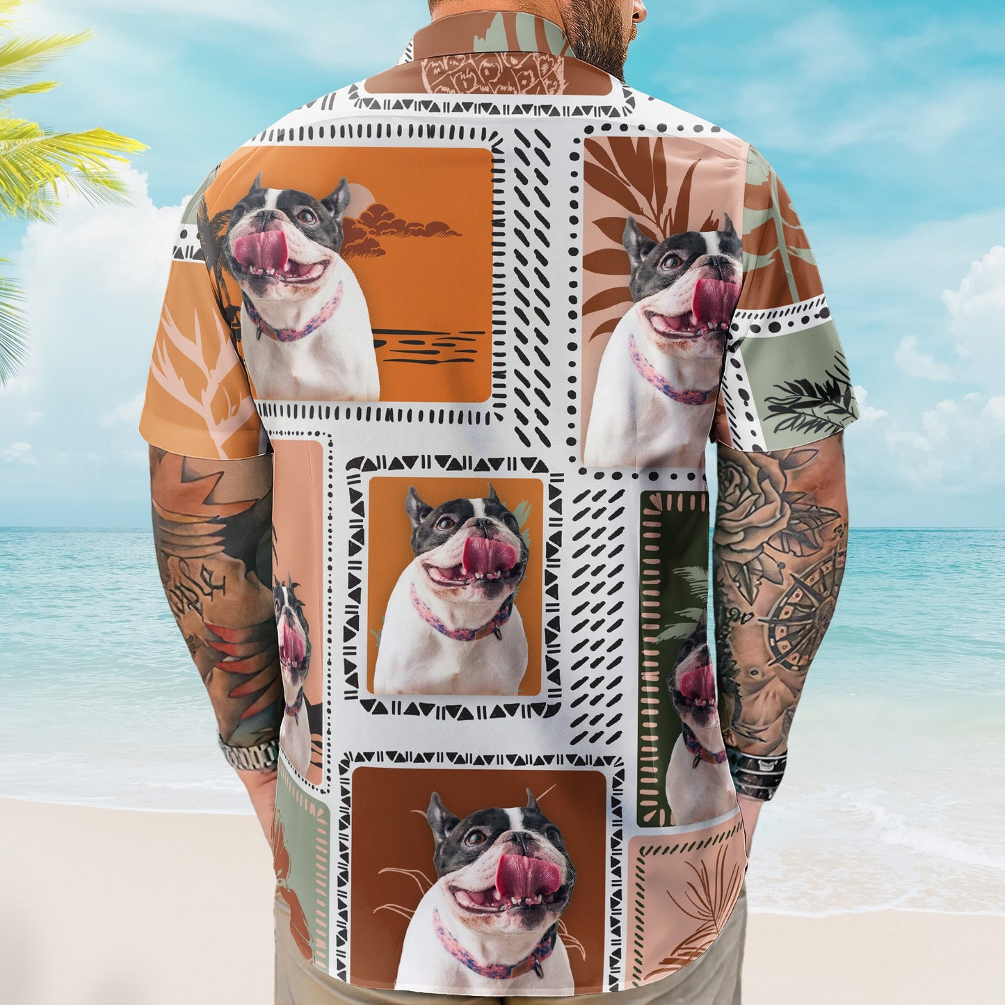 Custom Face Funny Photo Retro Tropical Palm Trees For Men, Women - Custom Photo Hawaiian Shirts