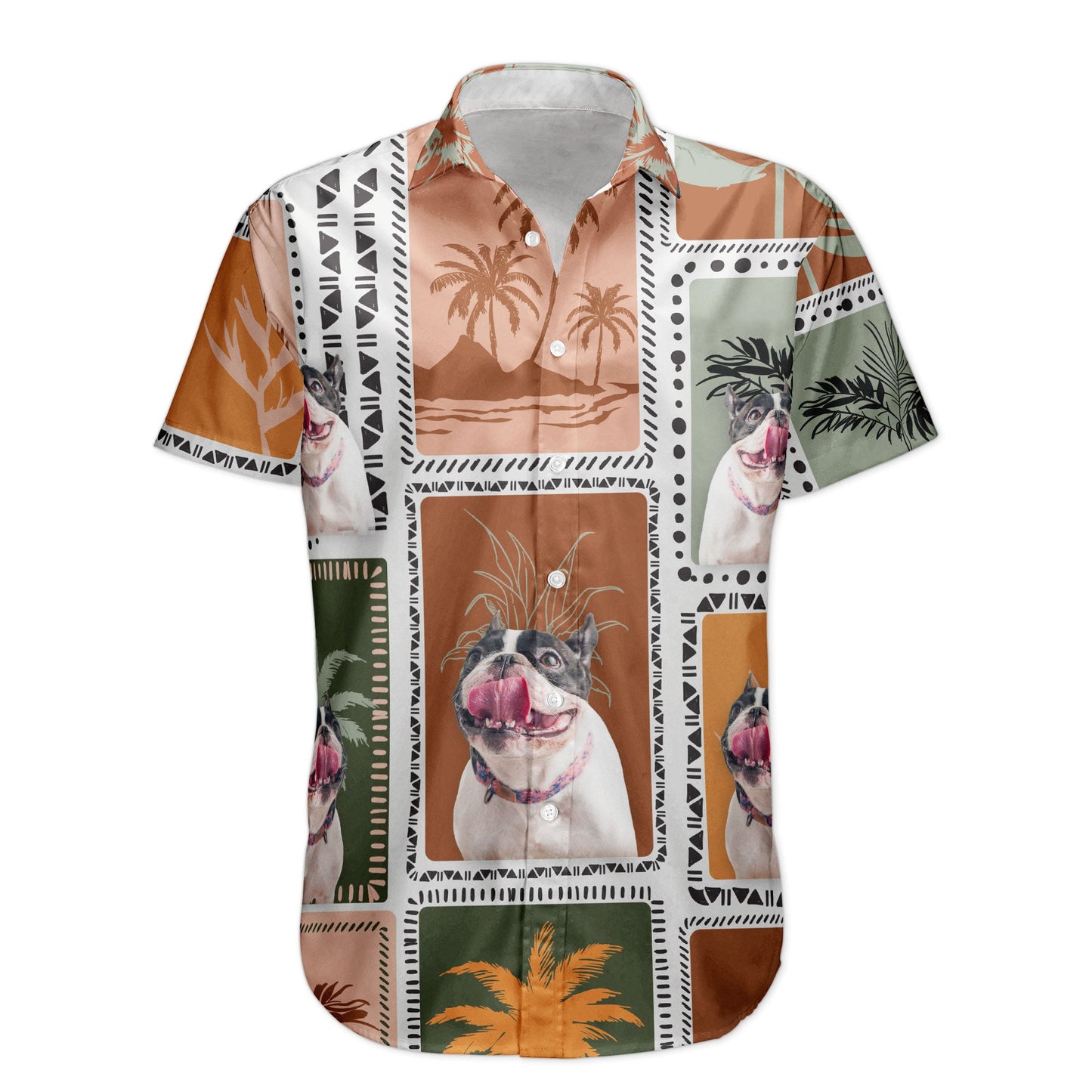 Custom Face Funny Photo Retro Tropical Palm Trees For Men, Women - Custom Photo Hawaiian Shirts