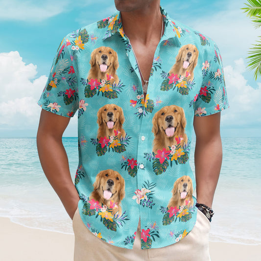 Custom Face Funny Photo Tropical Aloha For Dogs, Cats Lovers - Custom Photo Hawaiian Shirts