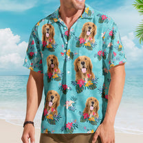 Custom Face Funny Photo Tropical Aloha For Dogs, Cats Lovers - Custom Photo Hawaiian Shirts