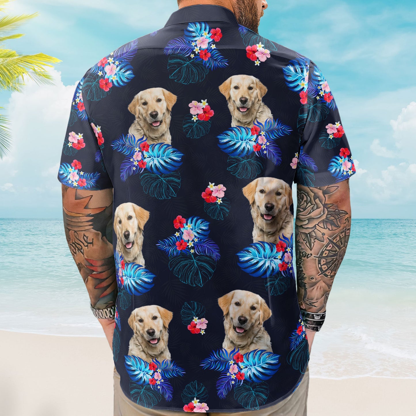 Custom Face Funny Photo Tropical Hibiscus Aloha For Dogs, Cats Lovers - Custom Photo Hawaiian Shirts