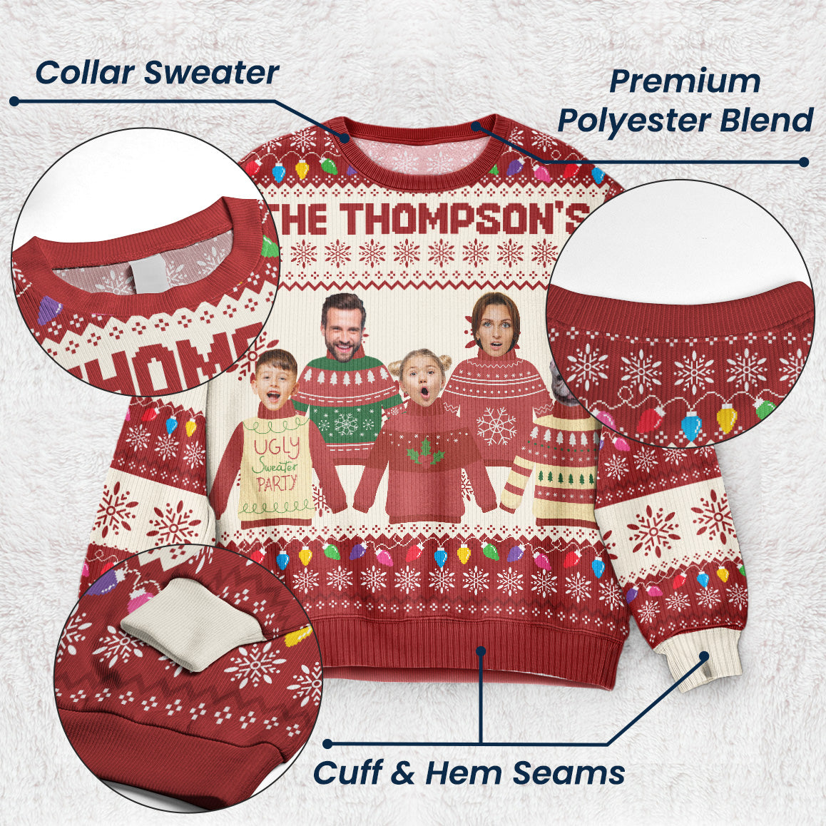 Custom Face Funny Silly Family, Friends, Co-Workers - Personalized Ugly Sweater