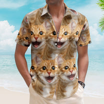 Custom Face Funny Summer For Cat Lovers - Personalized Photo Hawaiian Shirt