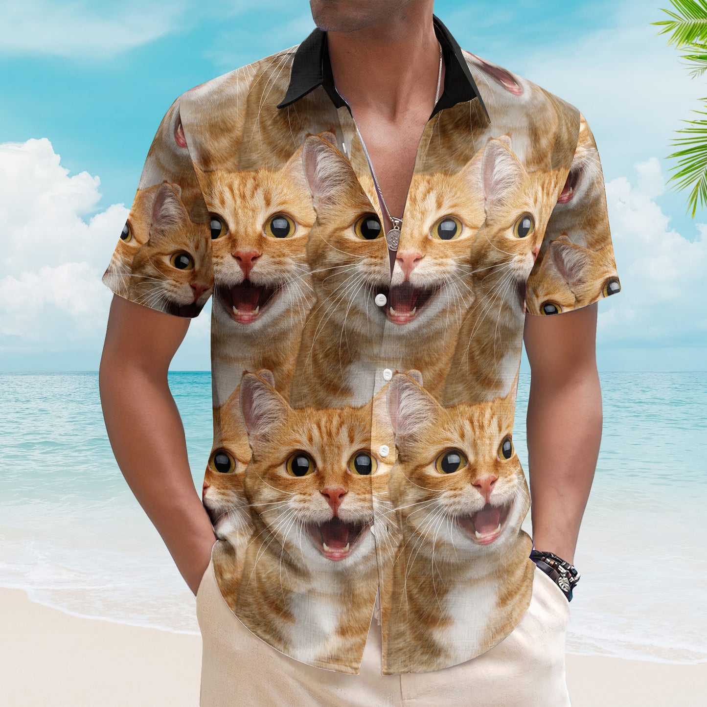 Custom Face Funny Summer For Cat Lovers - Personalized Photo Hawaiian Shirt