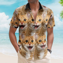 Custom Face Funny Summer For Cat Lovers - Personalized Photo Hawaiian Shirt