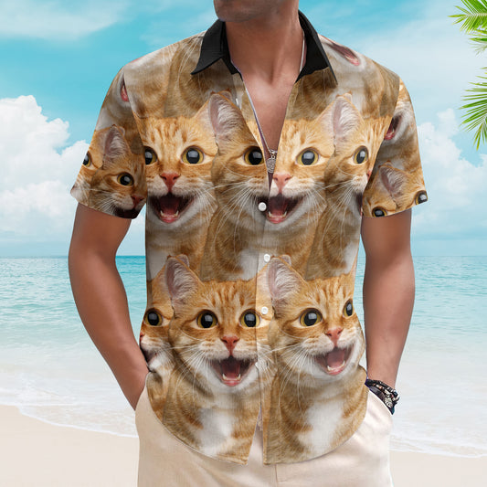 Custom Face Funny Summer For Cat Lovers - Personalized Photo Hawaiian Shirt