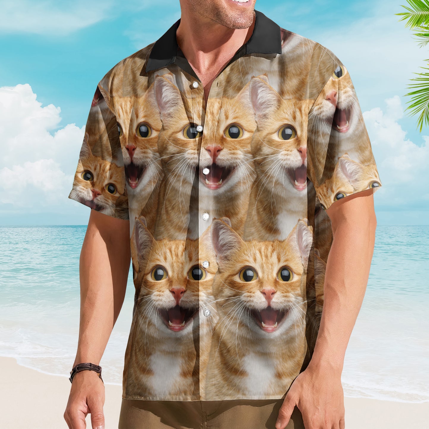 Custom Face Funny Summer For Cat Lovers - Personalized Photo Hawaiian Shirt