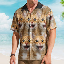 Custom Face Funny Summer For Cat Lovers - Personalized Photo Hawaiian Shirt