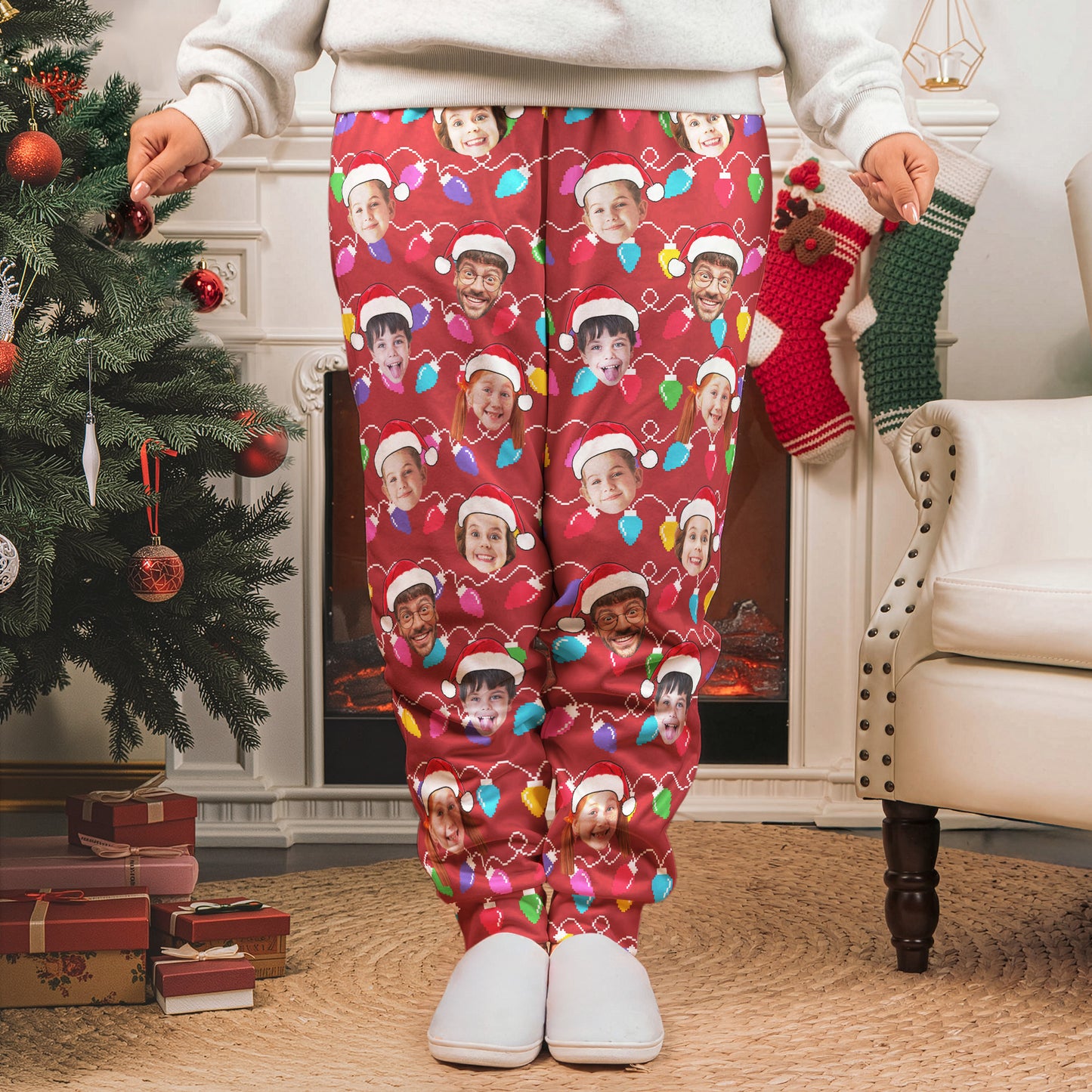 Custom Face Funny Ugly For Family Christmas - Personalized Photo Sweatpants