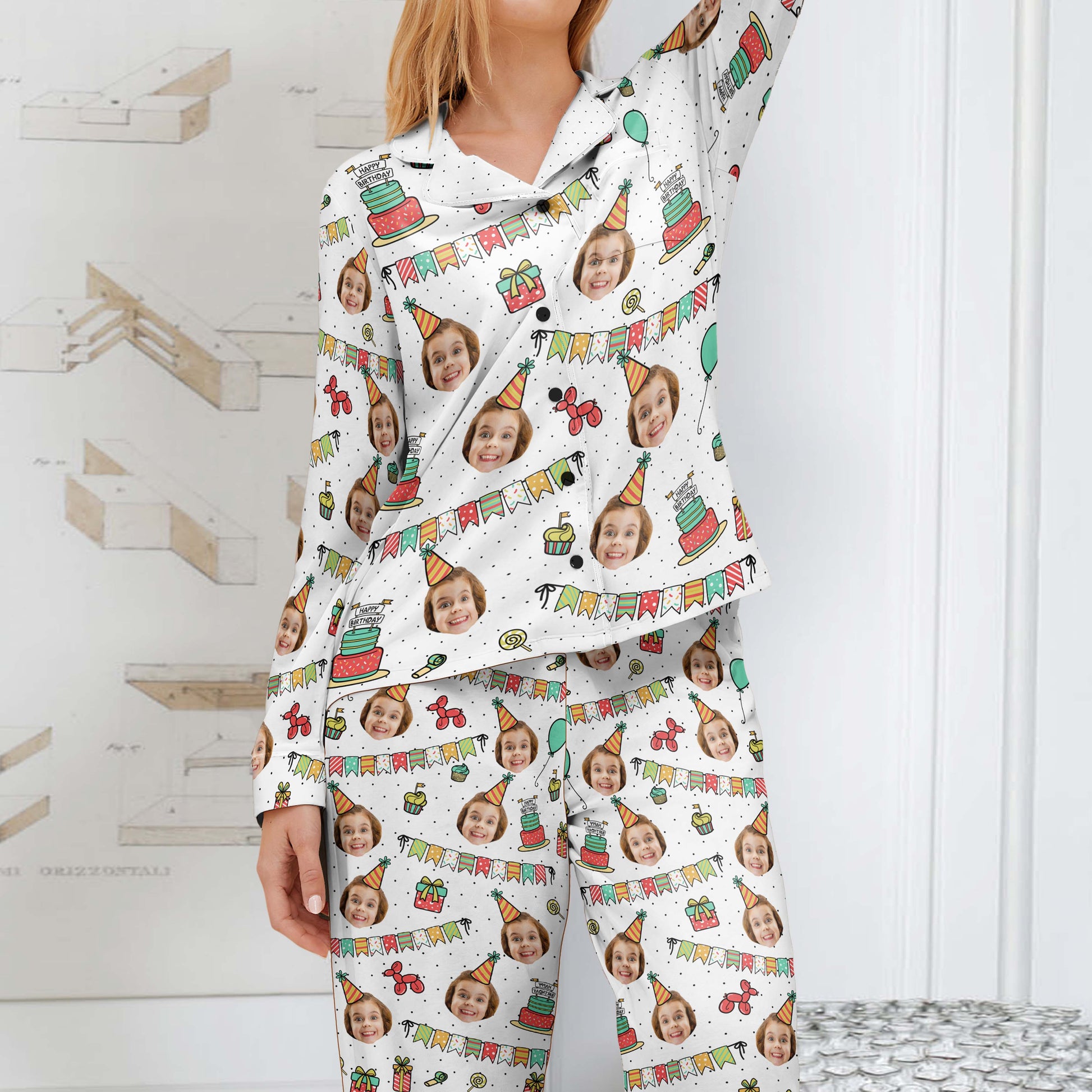 Custom Face Happy Birthday Funny For Family, Friends Party - Personalized  Photo Women's Pajamas