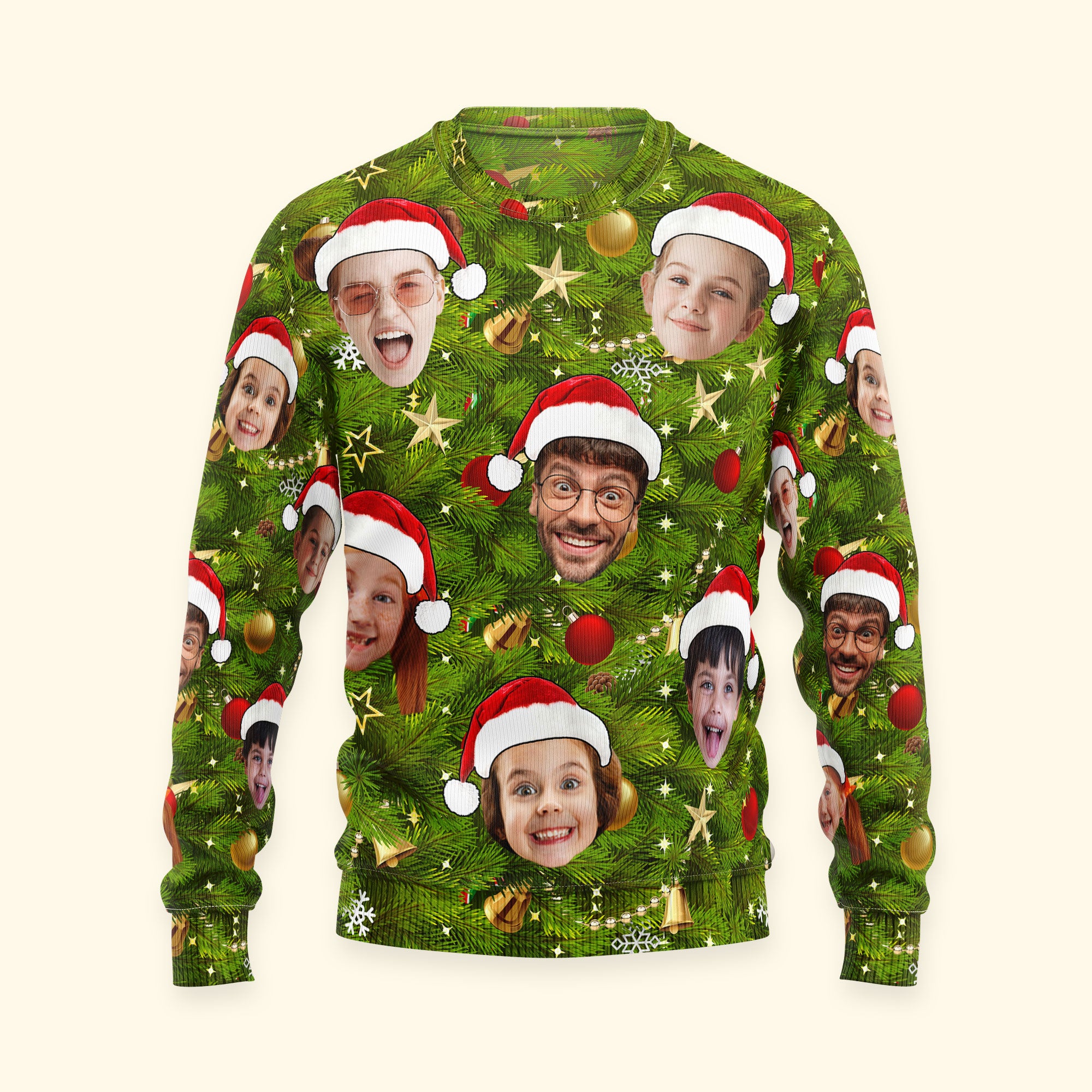 Custom Face I Am A Stupid Christmas Tree Stupid - Personalized Photo Ugly Sweater