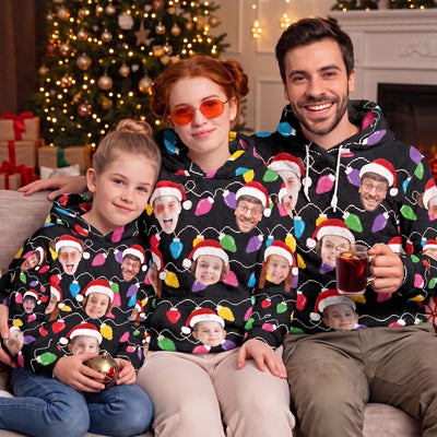 Custom Face Led Lights Christmas Family Silly Xmas Party For Kids, Family, Coworkers - Personalized Hoodie