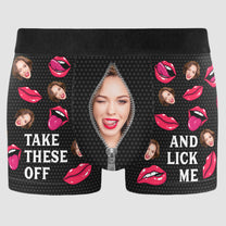 Custom Face Naughty Take These Off & Lick Me - Personalized Photo Men's Boxer Briefs