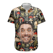 Custom Face Photo Funny With Magic Mushrooms Pattern - Custom Photo Hawaiian Shirts