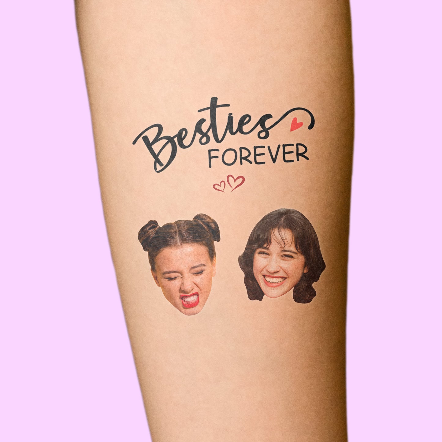 Custom Face Tattoo Besties Forever - Personalized Photo Tattoo