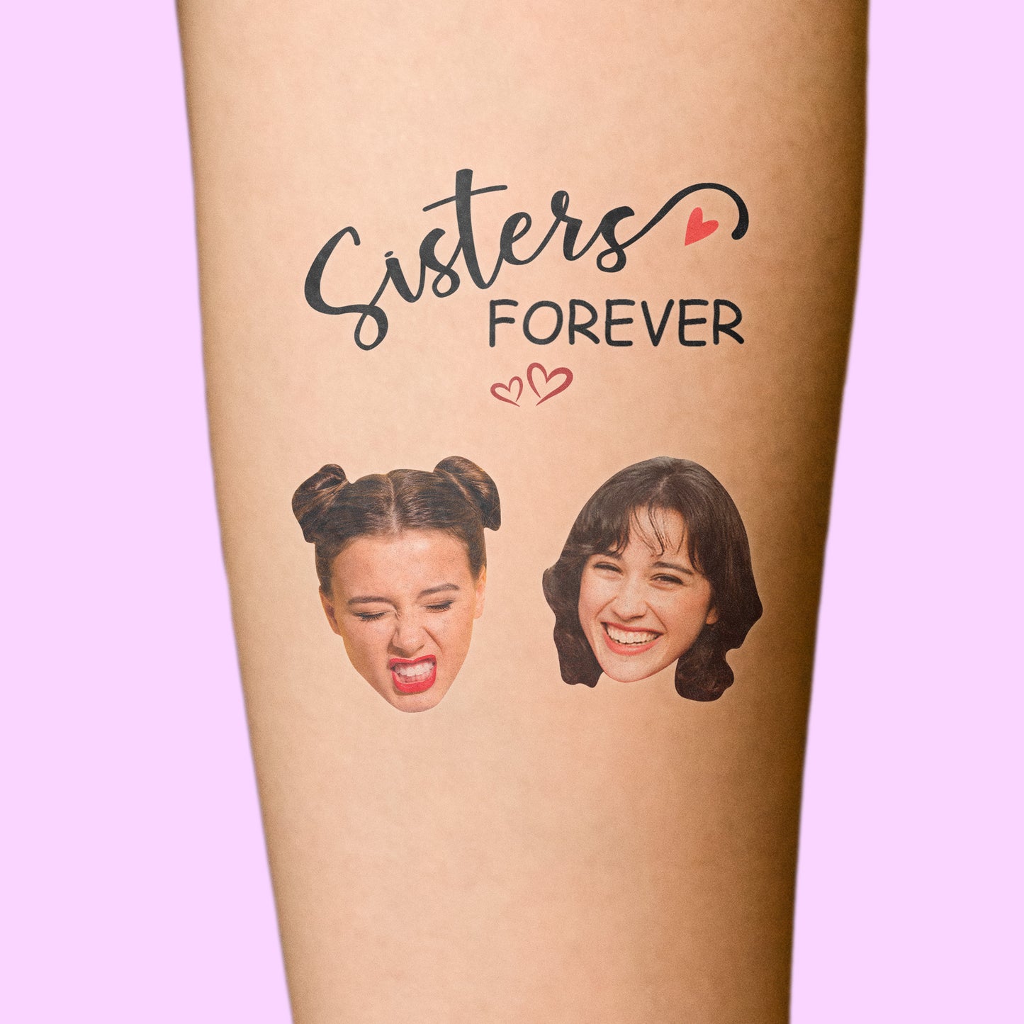 Custom Face Tattoo Besties Forever - Personalized Photo Tattoo