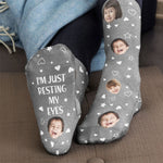 Custom Faces I'm Just Resting My Eyes Fathers Day Gifts - Personalized Photo Crew Socks