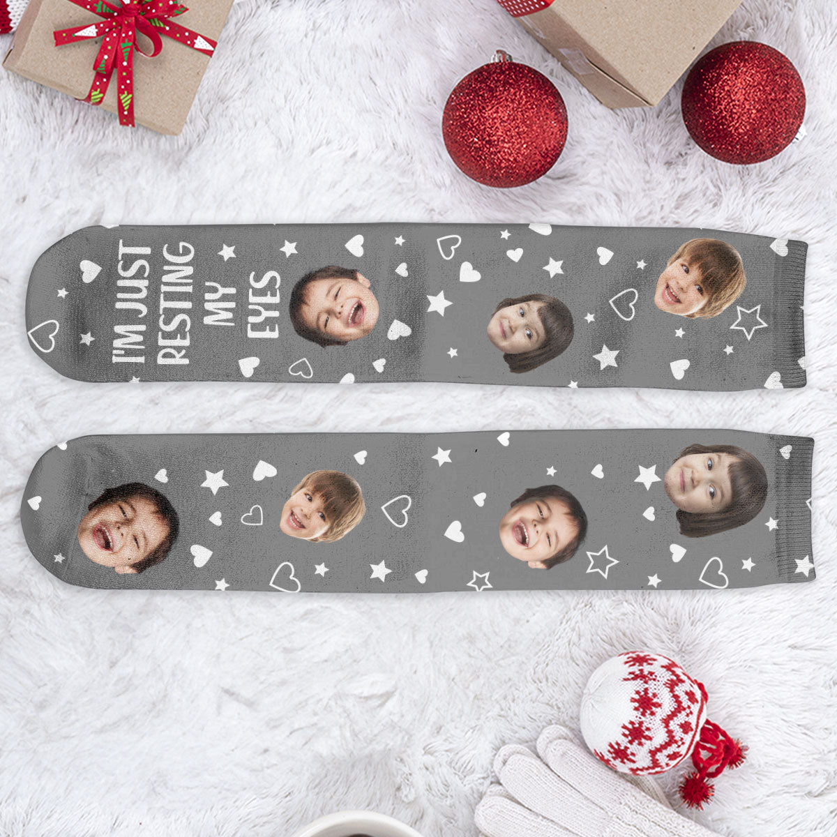 Custom Faces I'm Just Resting My Eyes Fathers Day Gifts - Personalized Photo Crew Socks