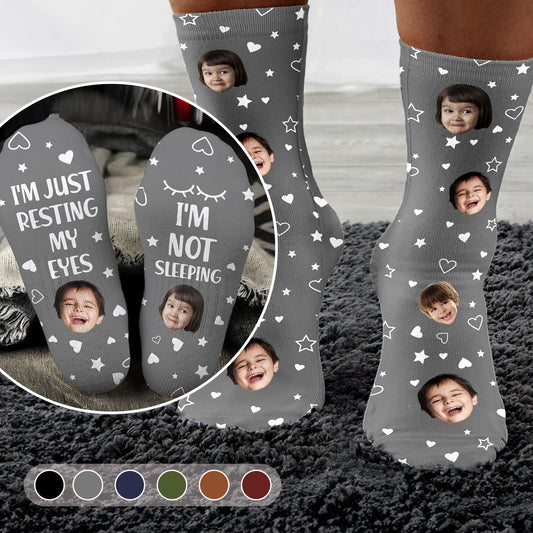 Custom Faces I'm Just Resting My Eyes Fathers Day Gifts - Personalized Photo Crew Socks