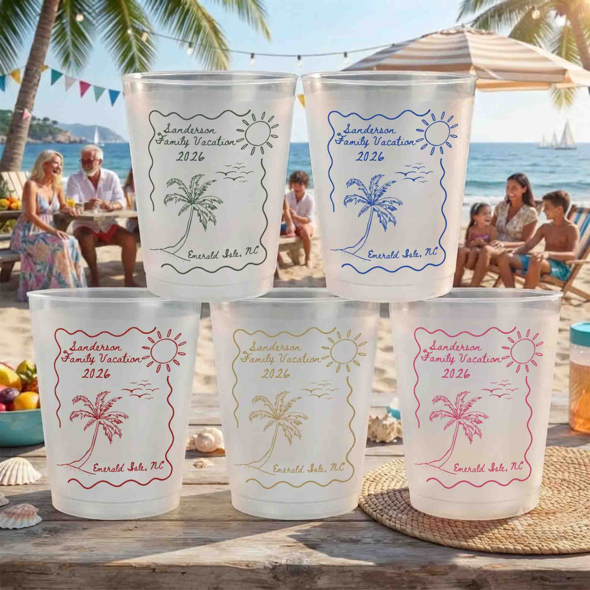 Custom Family Beach Vacation Cups - Family Trip, Friends Trip, Summer Trip - Personalized Cups