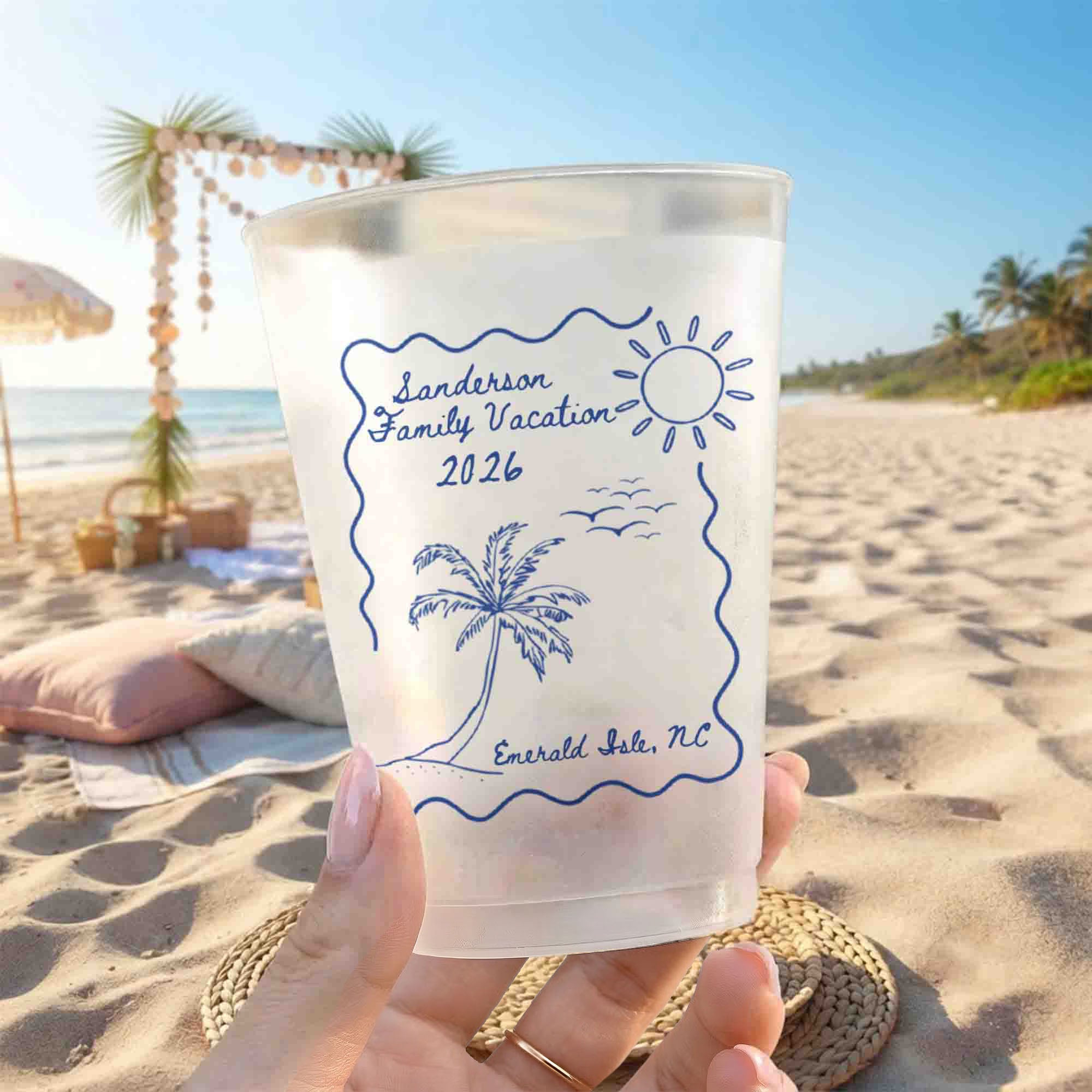 Custom Family Beach Vacation Cups - Family Trip, Friends Trip, Summer Trip - Personalized Cups