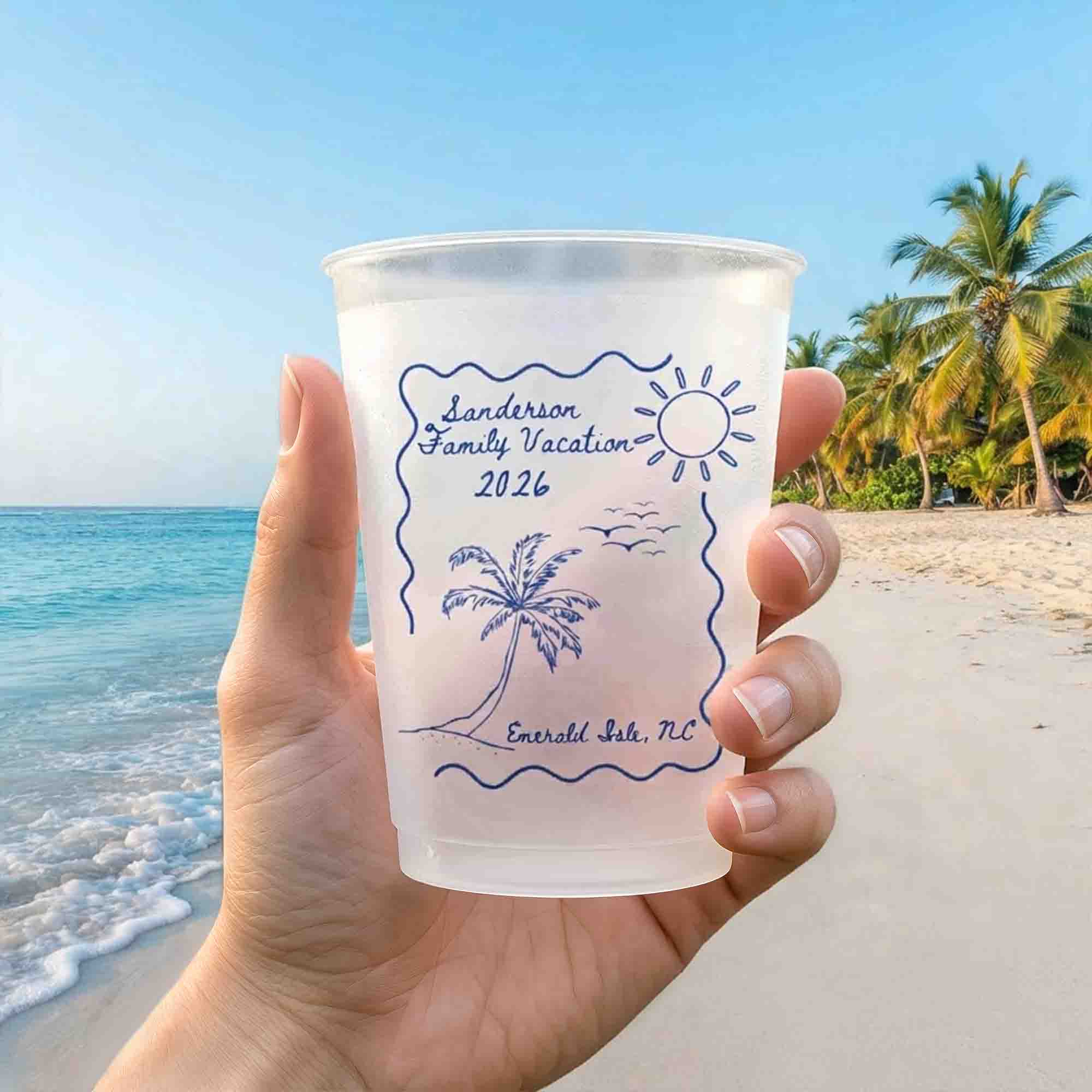 Custom Family Beach Vacation Cups - Family Trip, Friends Trip, Summer Trip - Personalized Cups