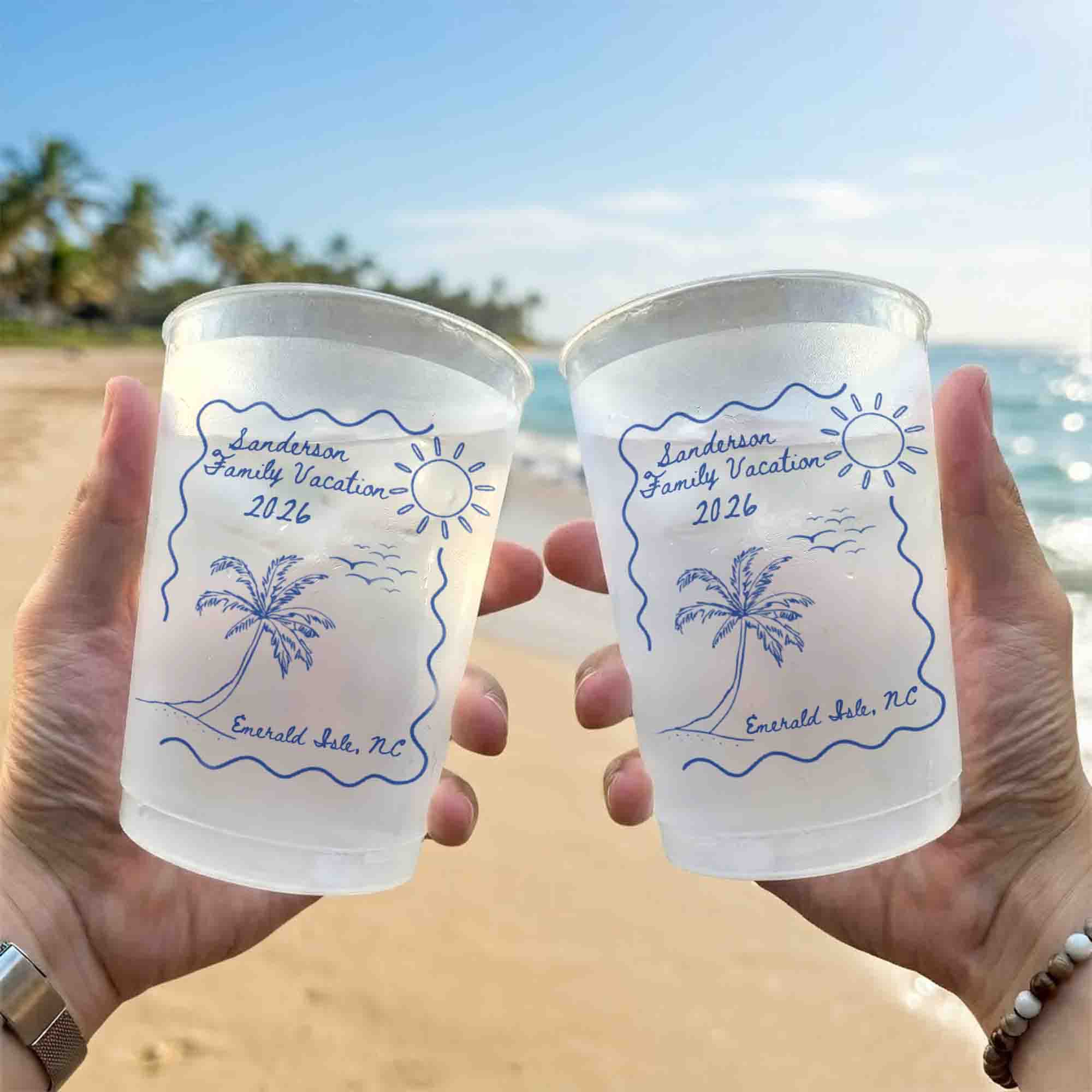 Custom Family Beach Vacation Cups - Family Trip, Friends Trip, Summer Trip - Personalized Cups