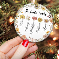 Custom Family Birth Flower - Personalized Ceramic Ornament