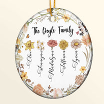 Custom Family Birth Flower - Personalized Ceramic Ornament