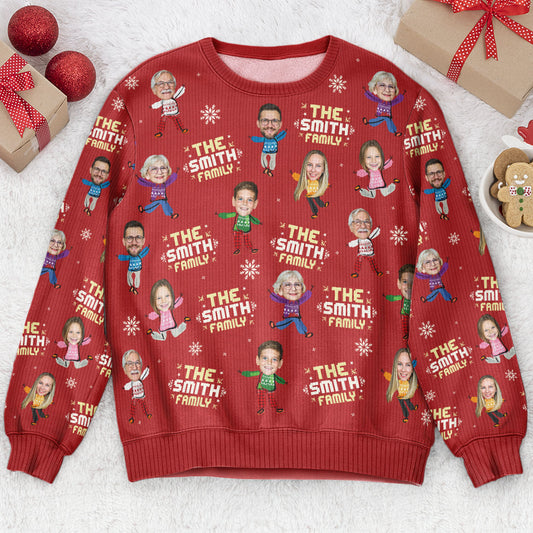 Custom Family Face - Christmas Time - Personalized Photo Ugly Sweater