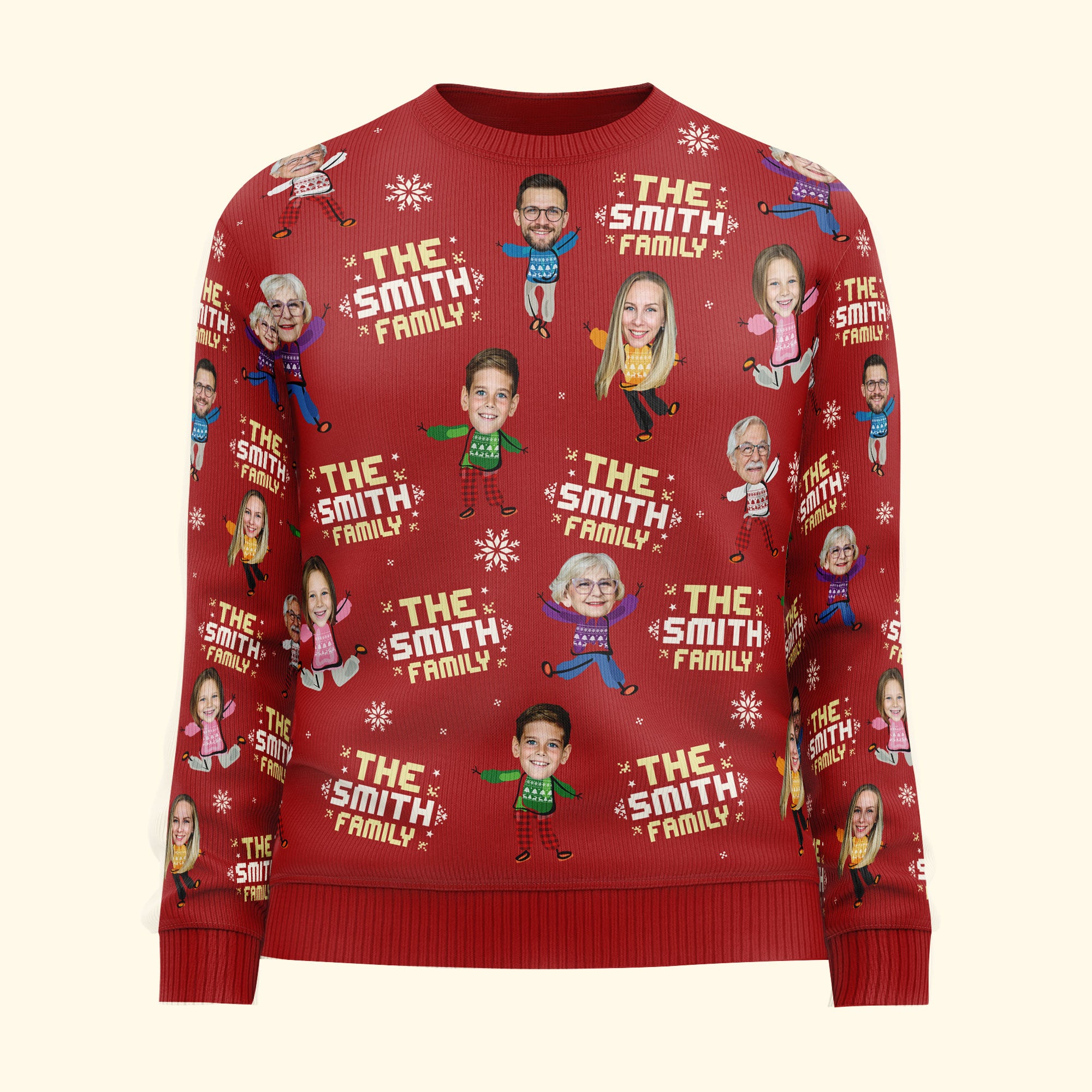 Custom Family Face - Christmas Time - Personalized Photo Ugly Sweater