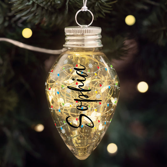 Custom Family Name Christmas Light Up The Tree - Personalized LED Christmas Light