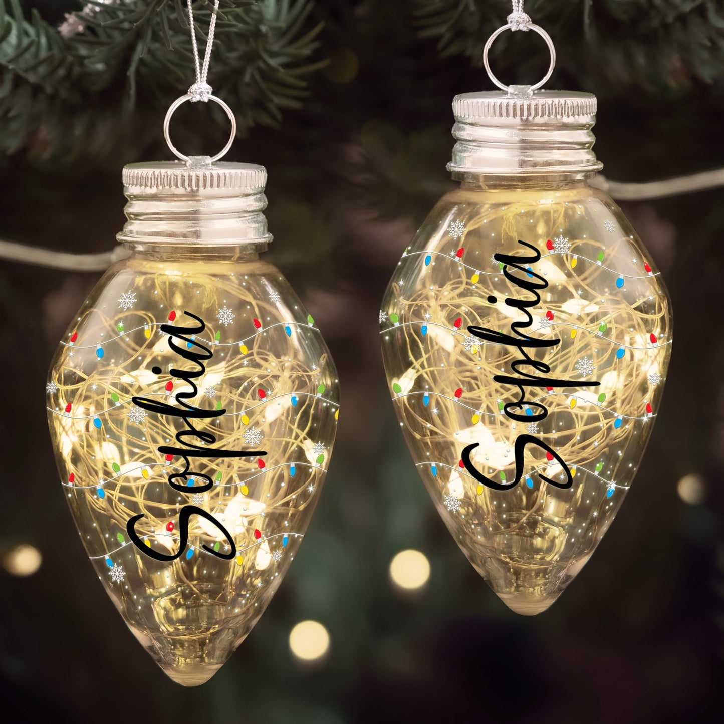 Custom Family Name Christmas Light Up The Tree - Personalized LED Christmas Light