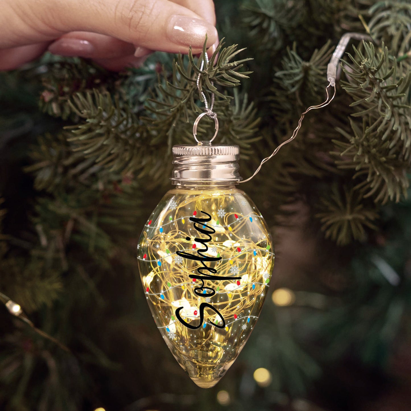 Custom Family Name Christmas Light Up The Tree - Personalized LED Christmas Light