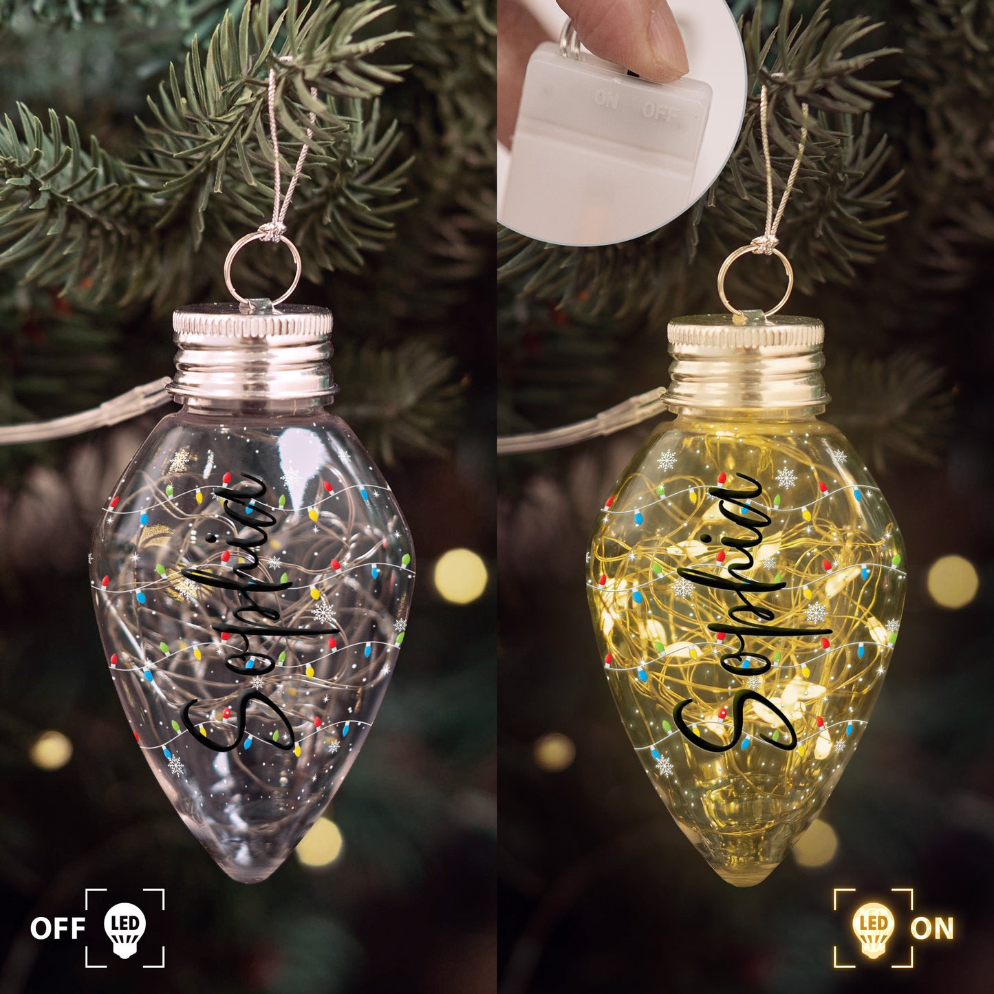 Custom Family Name Christmas Light Up The Tree - Personalized LED Christmas Light