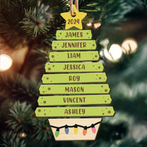 Custom Family Name Christmas Tree Ornament - Personalized Wooden Ornament