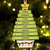 Custom Family Name Christmas Tree Ornament - Personalized Wooden Ornament