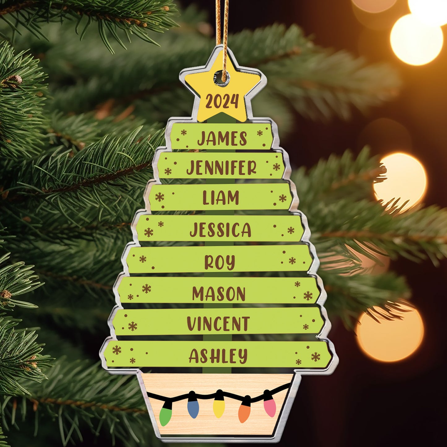 Custom Family Name Christmas Tree - Personalized Acrylic Ornament