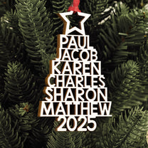 Custom Family Names 2025 Christmas Tree Ornament Up To 14 Names - Personalized Family Ornament