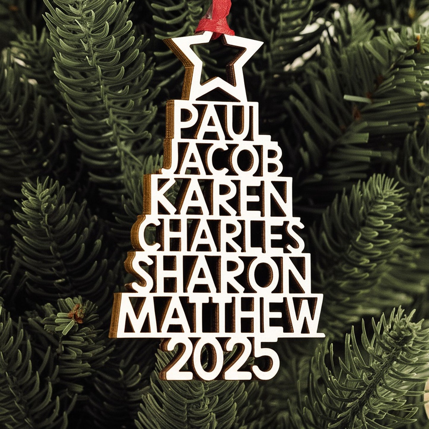 Custom Family Names 2025 Christmas Tree Up To 14 Names - Personalized Family Ornament