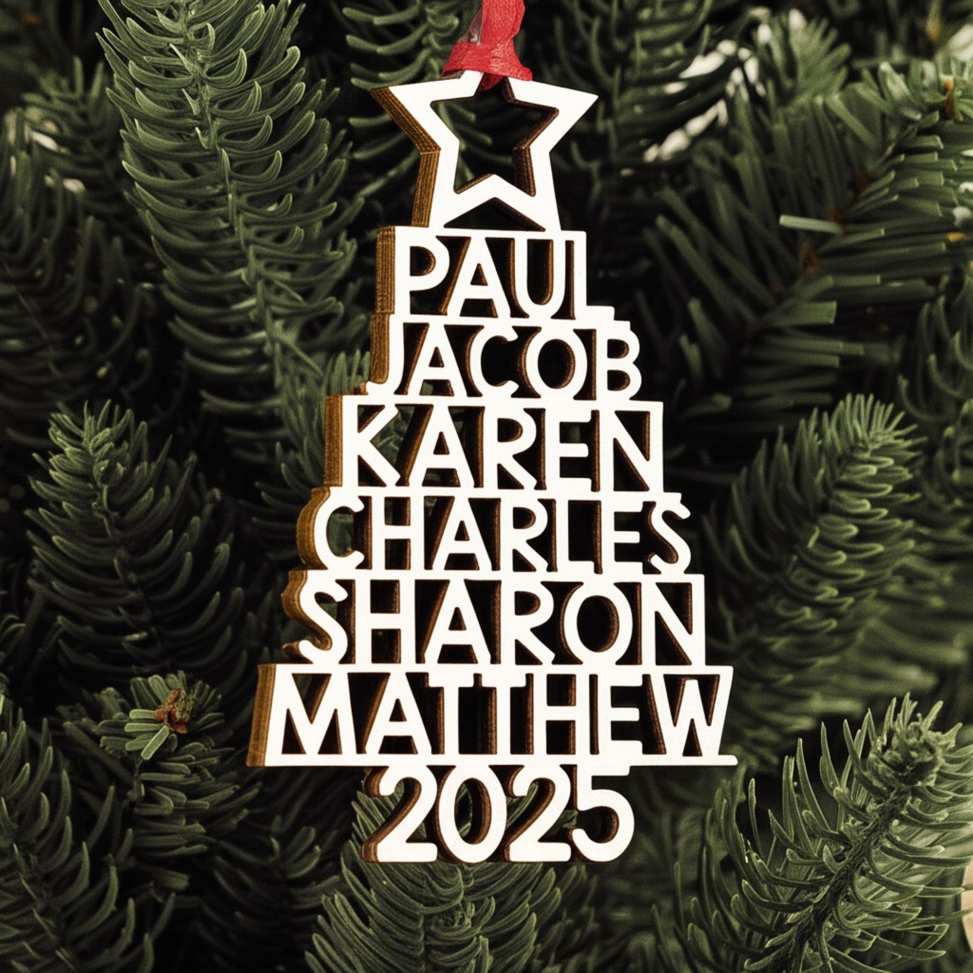 Custom Family Names 2025 Christmas Tree Up To 14 Names - Personalized Family Ornament