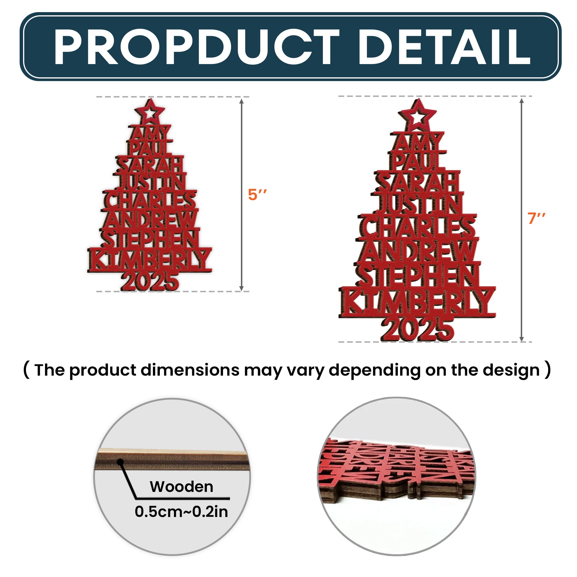 Custom Family Names 2025 Christmas Tree Ornament Up To 14 Names - Personalized Family Ornament