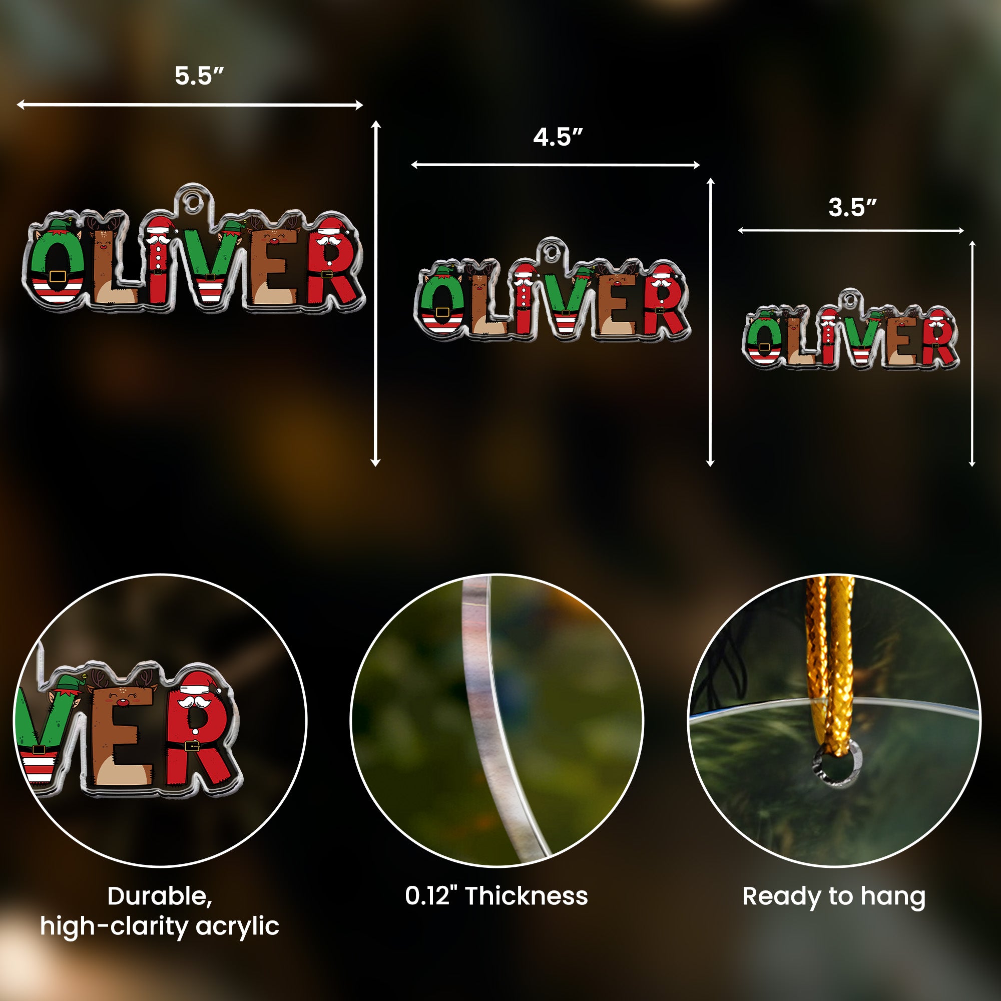 Custom Family Name Elf Santa Letter For Kids, Family, Bulk Gifts - Personalized Acrylic Ornament