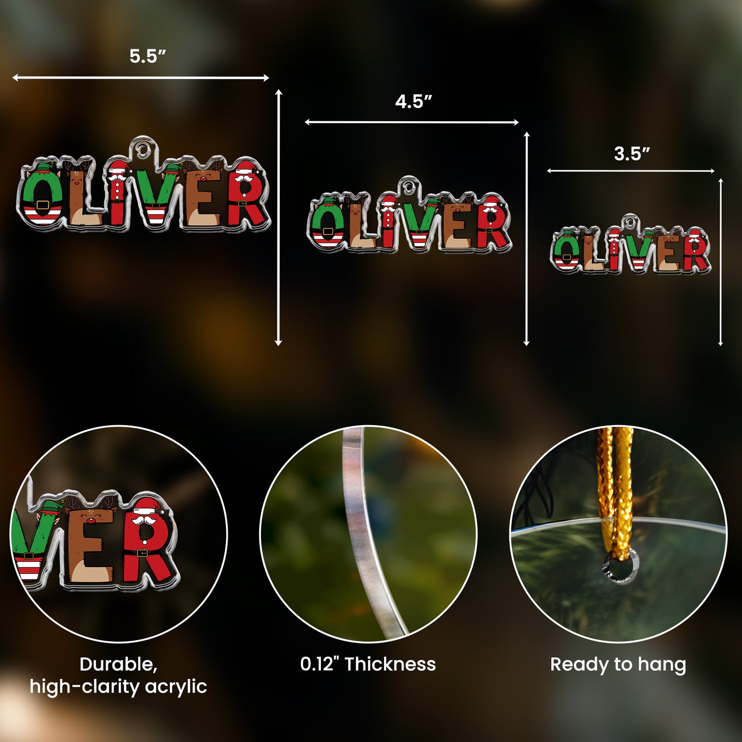 Custom Family Name Elf Santa Letter For Kids, Family, Bulk Gifts - Personalized Acrylic Ornament