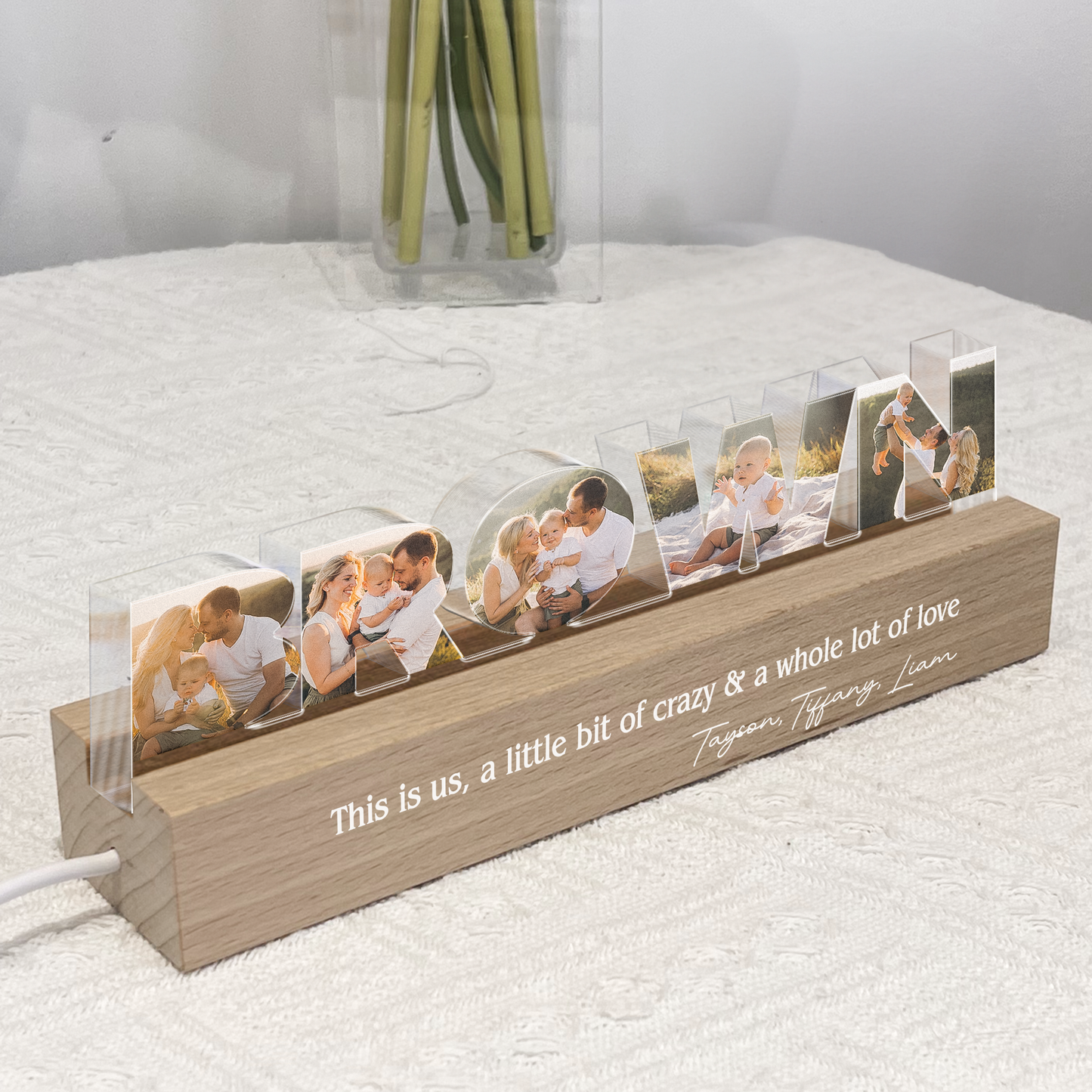 Custom Family Name Photo Collage - Personalized Photo LED Night Light