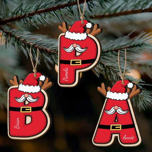 Custom Family Name - Santa Claus Christmas Family Names - Personalized Wooden Ornament